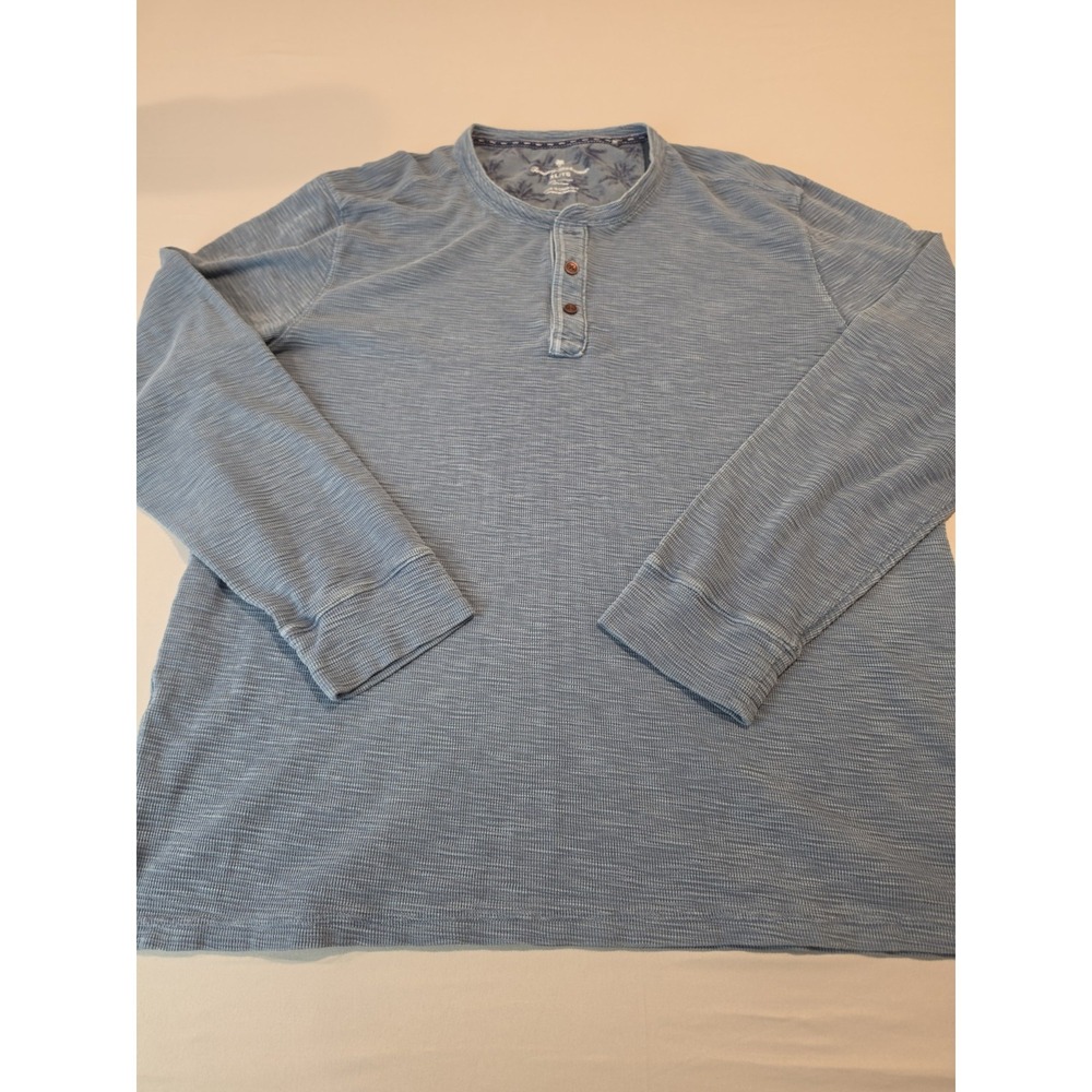 Tommy Bahama Port Oasis long-sleeve henley shirt in a light blue heathered...